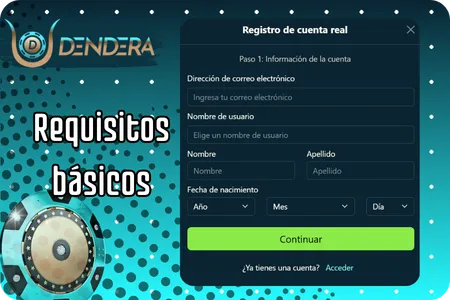 Dendera Casino registro Requisitos básicos